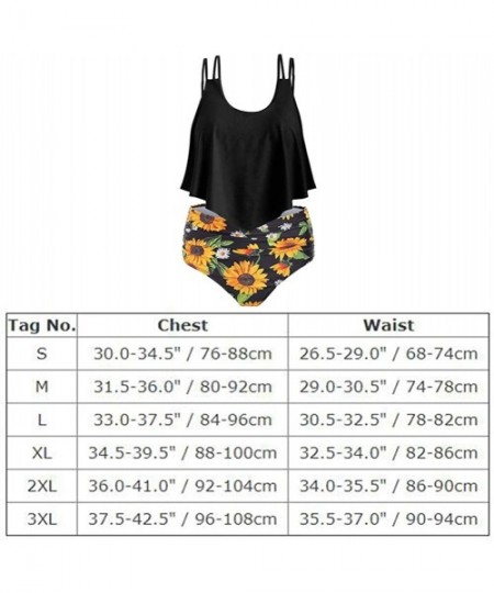 Sets Women's Sunflower Swimsuit Two Piece Bathing Suits Ruffled Flounce Top with High Waisted Bottom Bikini Sets Swimwear - Z...