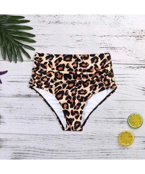 Sets Women's High Waisted Bikini Swim Pants SFE Fashion Printing Bottom Swimsuit Swimwear Bathing Monokinis Shorts Brown - C6...