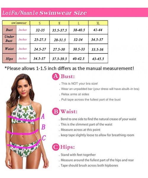 Sets Women's Chic Pattern Summer Hot 2 Pcs Halter Padded Push up Swimsuit Bikini Set - Bohemia - CO18GGQIAEK