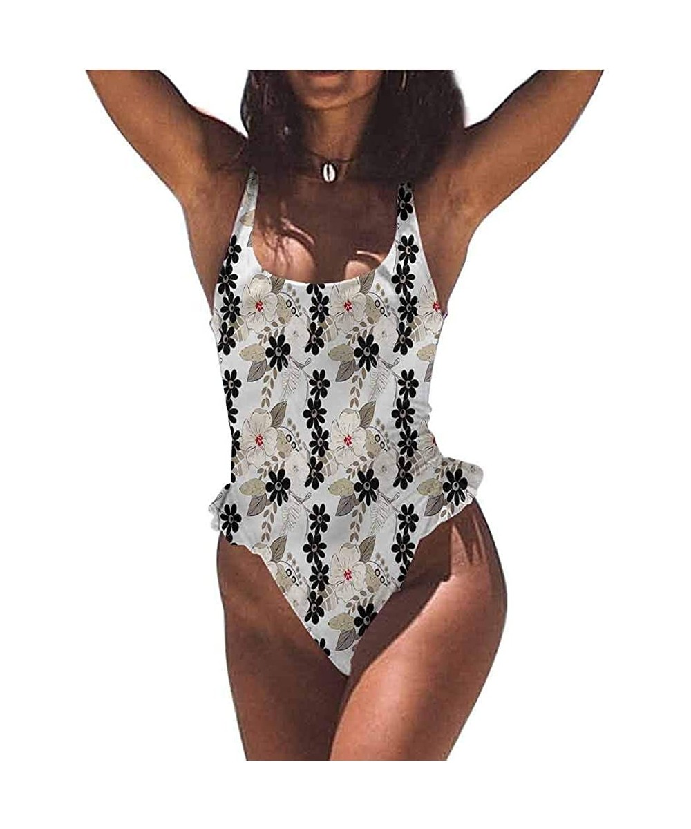 Bottoms Two Piece Swimsuits Floral- Exotic Blooms Foliage Great Fashion Piece - Multi 11-one-piece Swimsuit - CG19E72255C