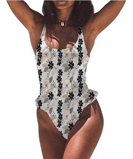 Bottoms Two Piece Swimsuits Floral- Exotic Blooms Foliage Great Fashion Piece - Multi 11-one-piece Swimsuit - CG19E72255C