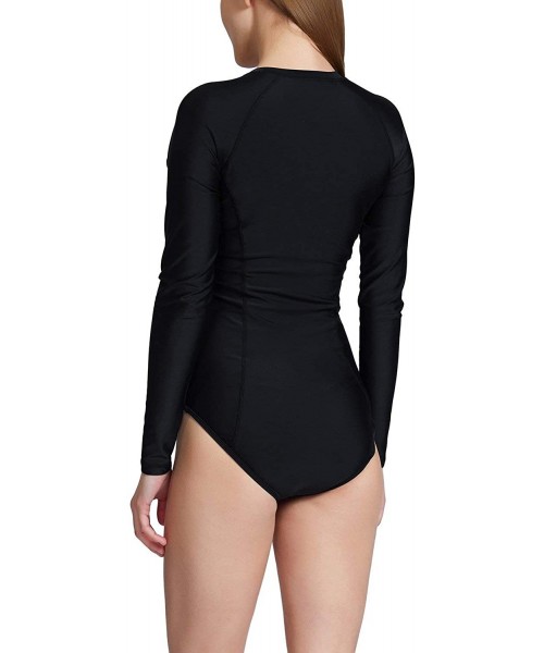 Rash Guards Women's Long Sleeve One Piece Sun Protection Rash Guard Rashguard UPF 50+ Wetsuit Swimsuit - Black - CR189MYDZQO