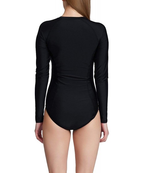 Rash Guards Women's Long Sleeve One Piece Sun Protection Rash Guard Rashguard UPF 50+ Wetsuit Swimsuit - Black - CR189MYDZQO