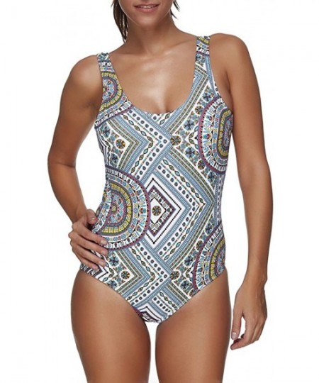 One-Pieces Women Retro Striped Swimsuit One Piece Bathing Suit Athletic Monokini - 13 Paisley - CH189O5S6LQ