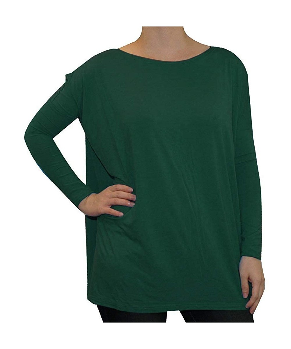 Sets Women's Famous Long Sleeve Bamboo Top Loose Fit Bleach White L - Forest Green - CQ120M185FZ