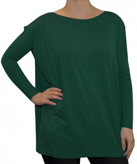 Sets Women's Famous Long Sleeve Bamboo Top Loose Fit Bleach White L - Forest Green - CQ120M185FZ