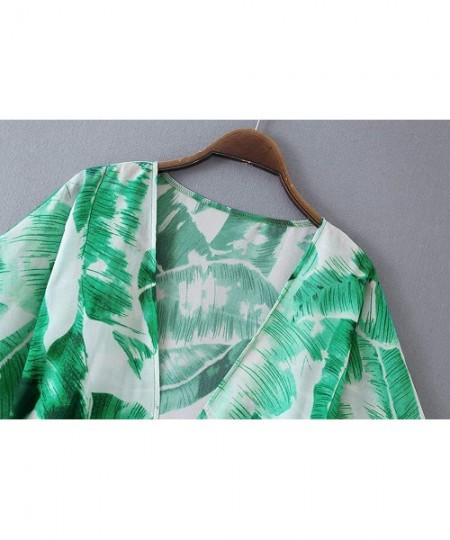 Cover-Ups Women's Chiffon Kimono Loose Cardigan Lightweight Cover Up - Belt-green - CU193EC9MYN