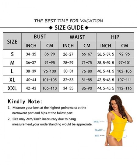 One-Pieces Women's One Piece Swimsuit Bathing Suit High Cut Low Back Tummy Control Athletic Swimwear - Yellow - CR18SRXZWO2