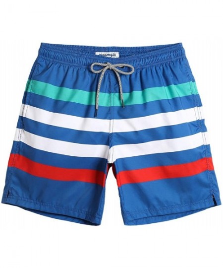 Board Shorts Mens Slim Fit Quick Dry Swim Shorts Swim Trunks Mens Bathing Suits with Mesh Lining - 1950-bluestripe - C918R4Q0CIN