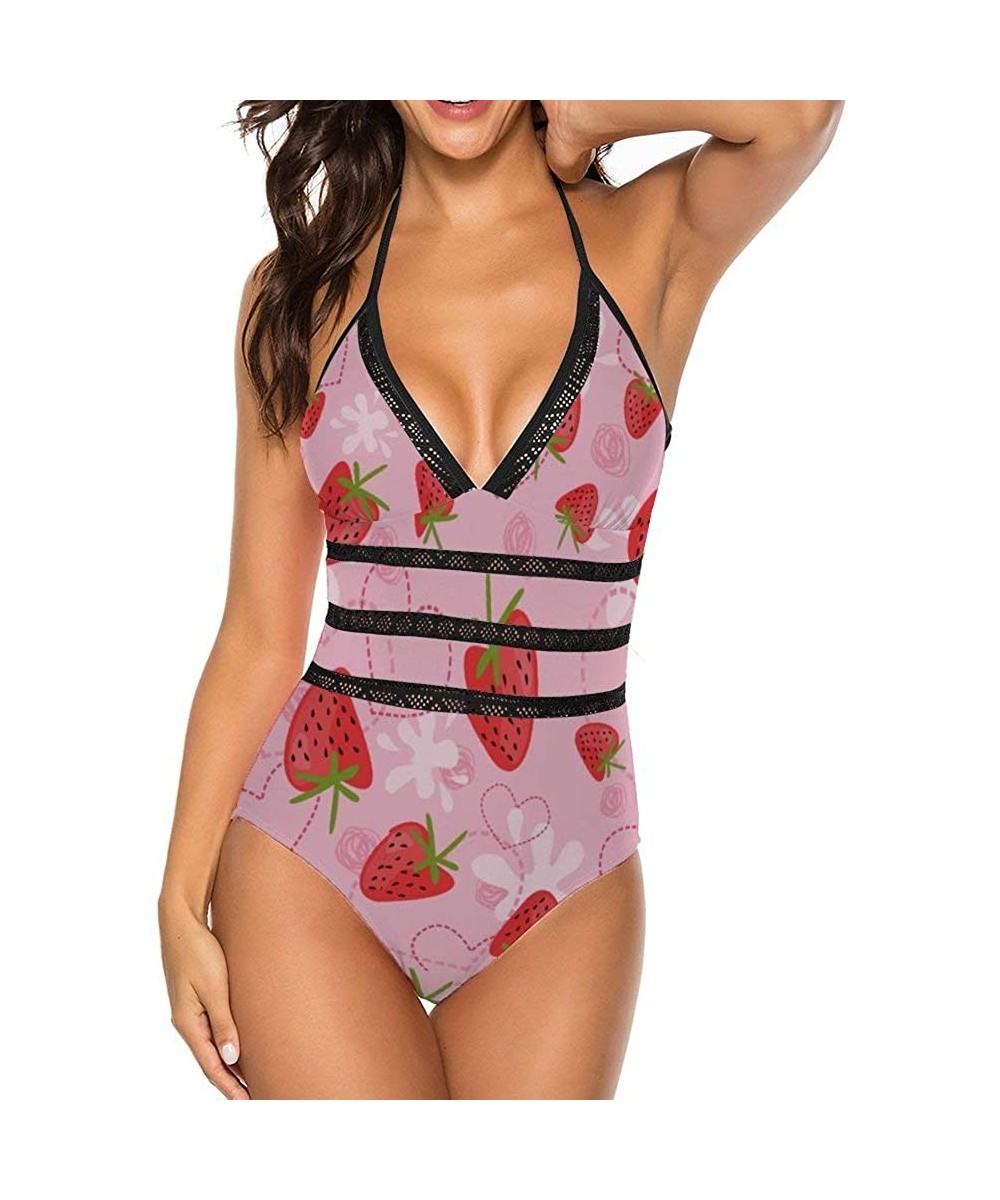 Rash Guards Strawberry Sexy Two Piece Beach Off Shoulder Rash Guard Detachable Classic Swimwear for Girls - Style1 - CD19DI4CGEM