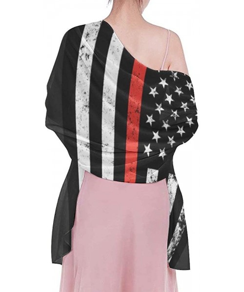 Cover-Ups Women Fashion Shawl Wrap Summer Vacation Beach Towels Swimsuit Cover Up American Red Thin Flag Firefighter Black - ...