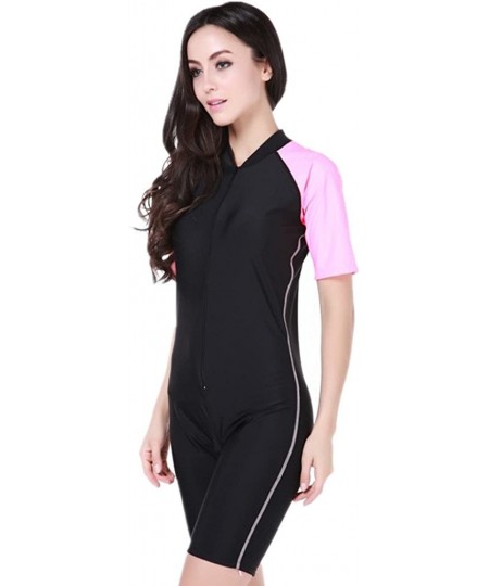 One-Pieces One Piece d Swimsuits Full Coverage Modest Swimsuits Surfing Suit Sunscreen Diving Suits - Women Pink - CA18E43X8LM