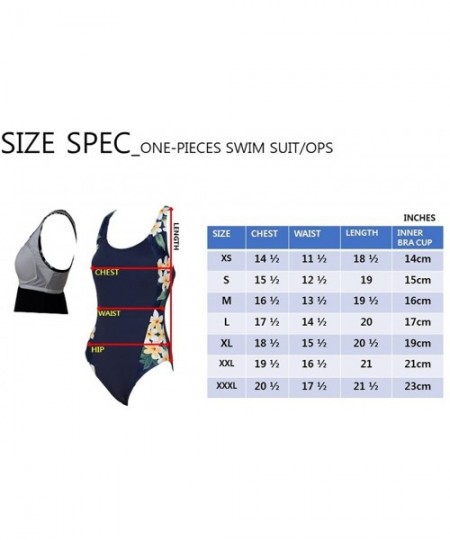 One-Pieces Hawaii UV Women Rash Guard Yoga Active Workout One Piece Swim Suit - Navy With Jade Violet - C218C5Q2DKO