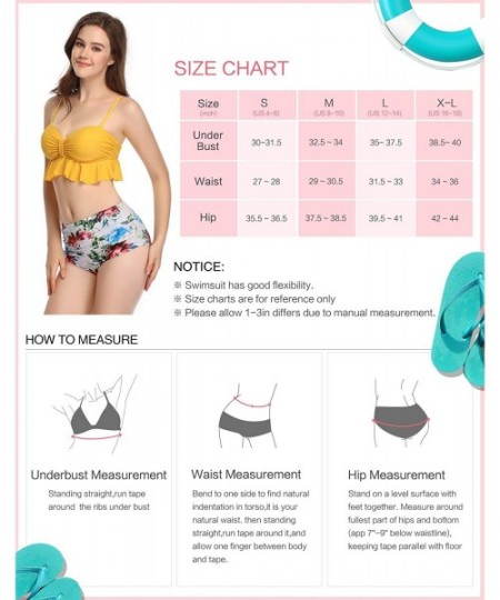 Sets Women Swimsuits Two Piece High Waisted Bandeau Bikini Sets - Yellow - CD18SM8ROZ3