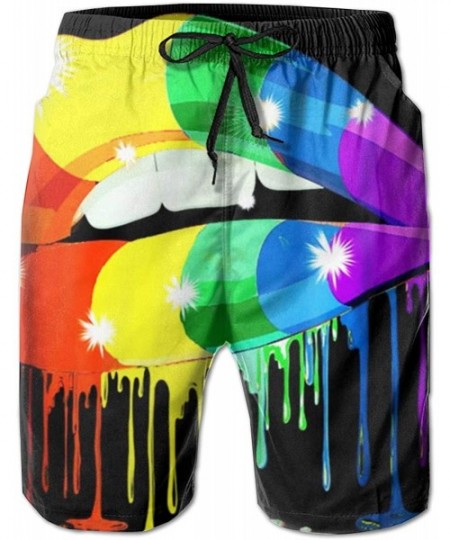 Board Shorts Breathable Boys Big & Tall Swim Trunks Half Pants for Beach Outdoor Hiking - Lgbt Pride Lip (2) - CC190MRIUGS