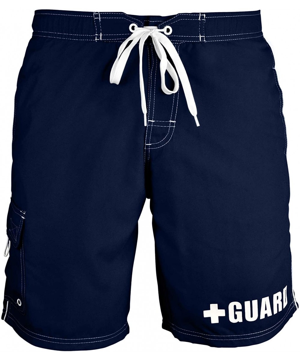 Board Shorts Mens Guard Swim Trunks - Navy - C812NR3EAS0