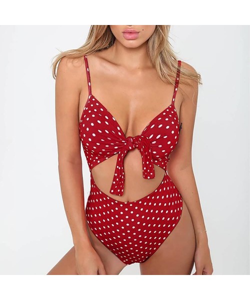 One-Pieces Tie Bathing Suit Women One Piece Mesh Swimsuit V Neck Halter Cutout Monokini Swimwear Backless Strappy Swimsuit Re...