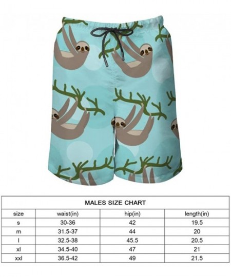 Board Shorts Men Quick Dry Swim Trunks Breathable Beach Board Shorts with Mesh Lining - Niwaww Three-toed Sloth on Green Bran...