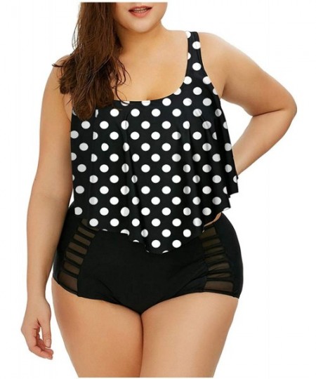 Sets Women Plus Size Ruffles High Waisted Swimsuit Bikini Sets Bathing Suit - 03-top With Polka Dot - CD18Y2TQOHC