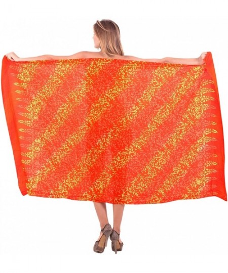 Cover-Ups Women's Summer Beach Wrap Cover Up Maxi Skirt Sarong Wrap Hand Paint - Pumpkin Orange_t30 - C6121U7RL5Z