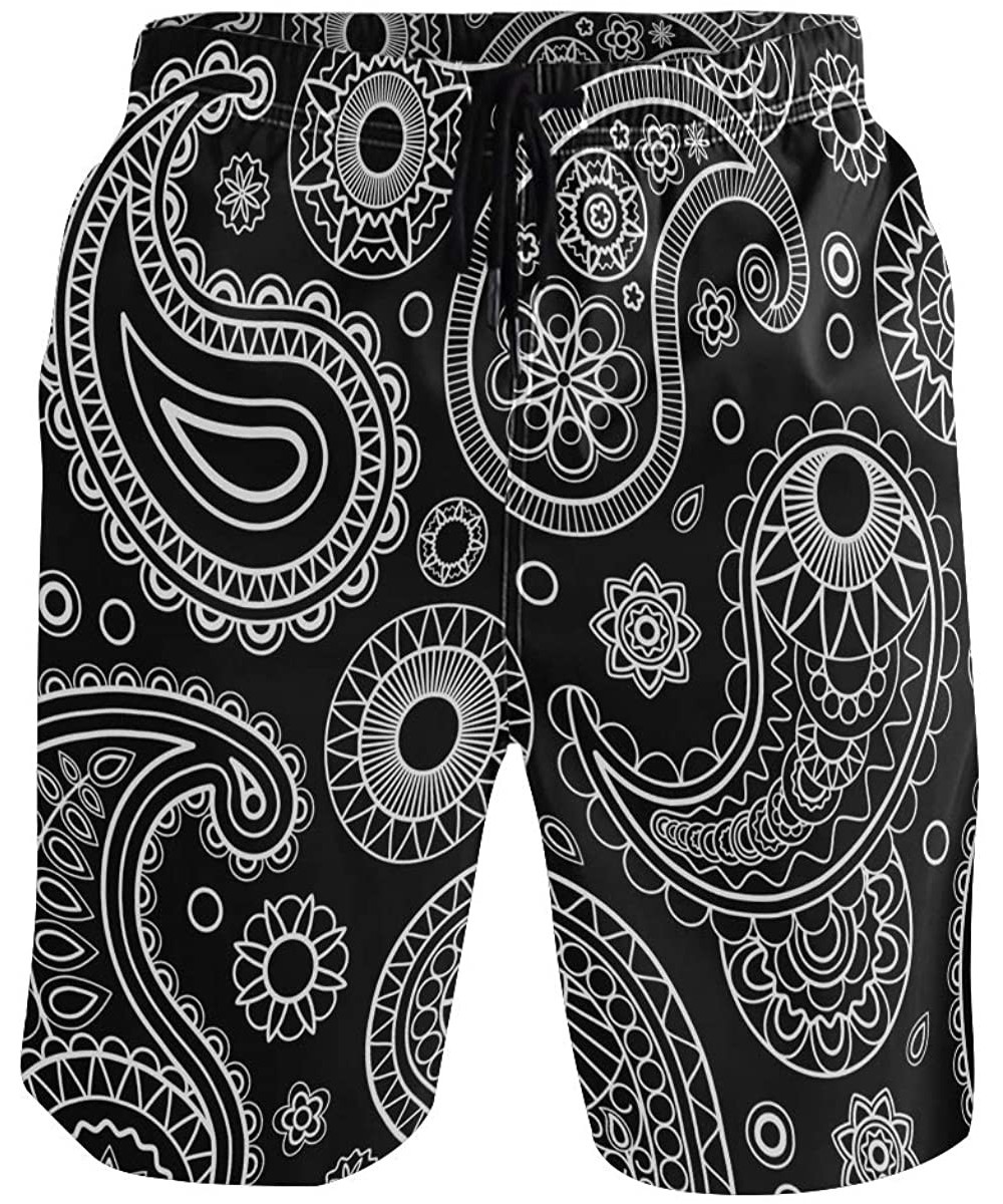 Board Shorts Mens Swim Trunks Vintage Tribal Paisley Flower Quick Dry Beach Shorts Summer Surf Board Shorts - CB18W4YKHMU