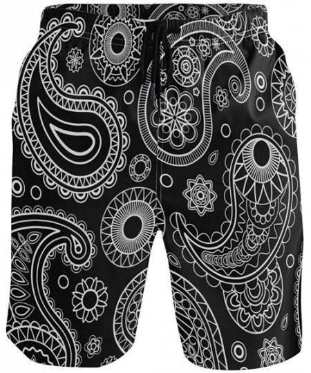 Board Shorts Mens Swim Trunks Vintage Tribal Paisley Flower Quick Dry Beach Shorts Summer Surf Board Shorts - CB18W4YKHMU