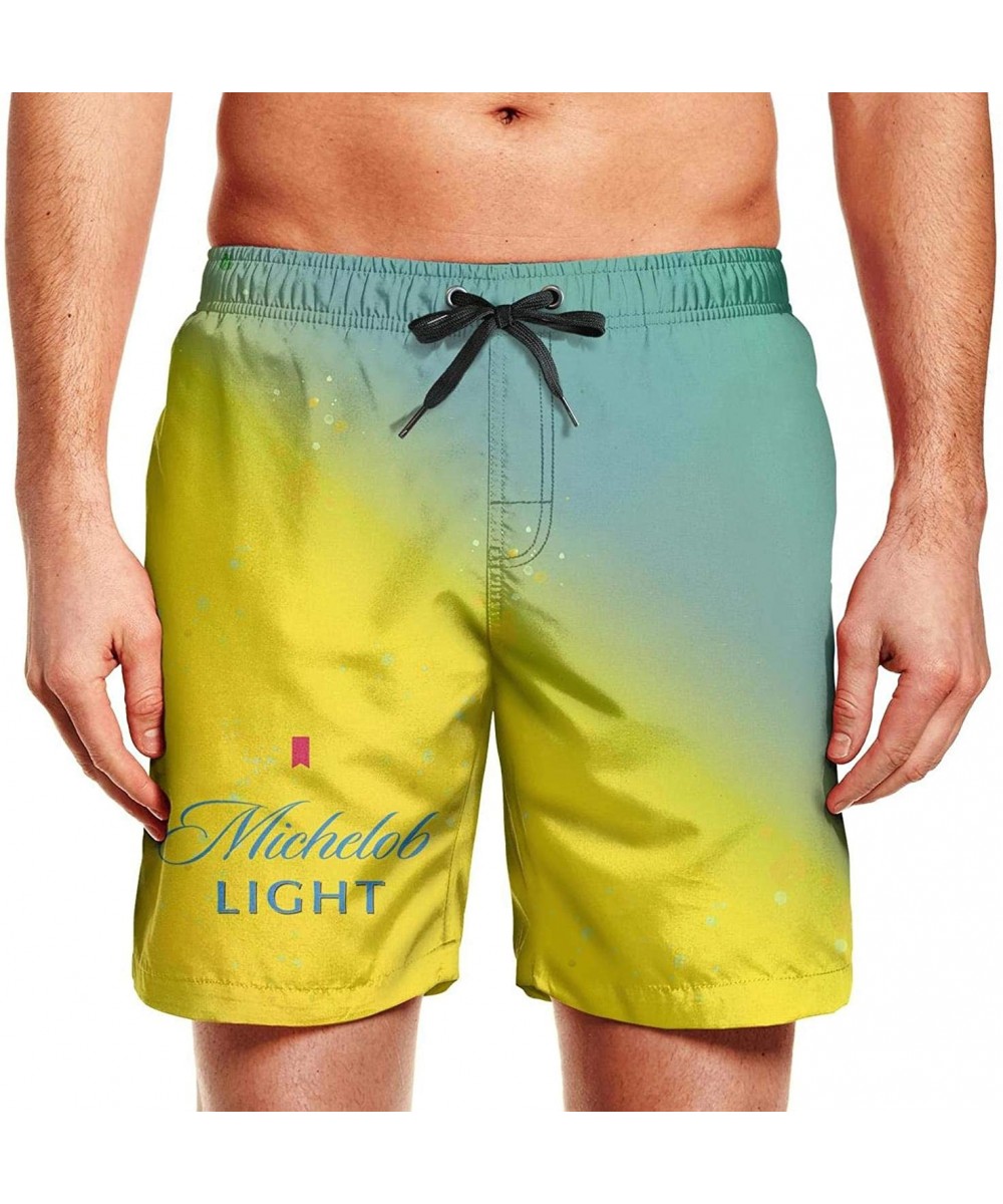 Board Shorts Men's Trunk Michelob-Ultra-Beer-Logo- Colorful Beach Shorts Swim - White-106 - CC19C8WRQ6G