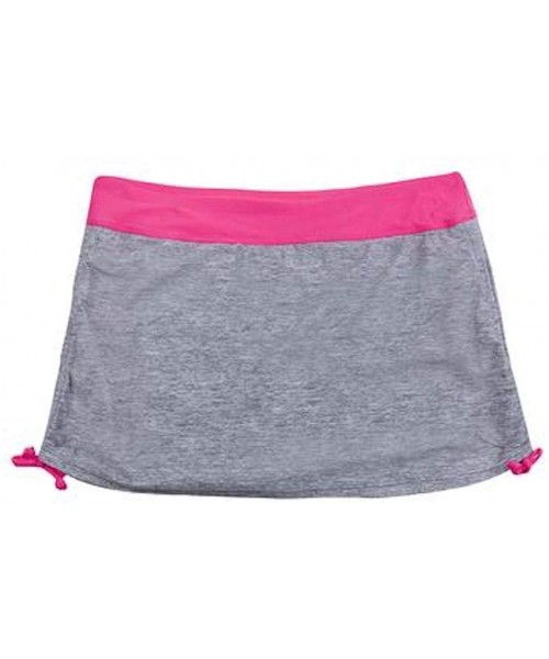 Bottoms Heather Surf Side Adjustable Swim Skirt - Cloud Grey/Watermelon - C918QXNWWKY