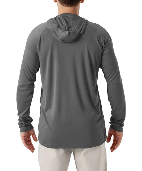 Rash Guards Men's UPF 50+ UV Sun Protection Hoodie Long Sleeve Rash Guard Hiking Fishing Swim T Shirt - Gray - CS194US5525