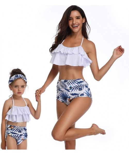 Sets Mommy and Me Matching Family Swimsuit Ruffle Women Swimwear Kids Children Toddler Bikini Bathing Suit Beachwear Sets - W...