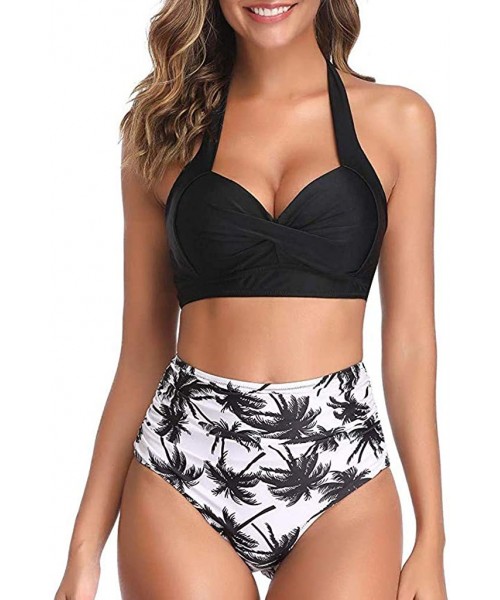 Sets Women's Bikini Swimsuit Two Piece Bathing Suit Top Ruffled Racerback High Waisted Tankini - B - CB199L0DRHW