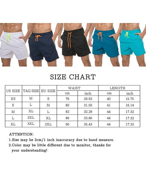 Board Shorts Mens Beach Shorts Swimsuit- Quick Dry Swim Trunks Swimwear with Mesh Lining - Peacock Blue - C818G83HKL4