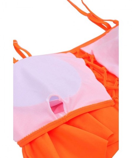 Sets Women's Plus Size Swimwear Two Piece High Waist Swimsuit Bathing Suits - Neon Orange - CU18TRIWCRS