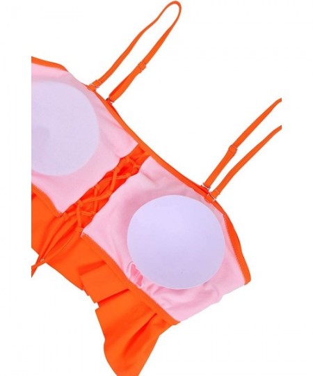 Sets Women's Plus Size Swimwear Two Piece High Waist Swimsuit Bathing Suits - Neon Orange - CU18TRIWCRS