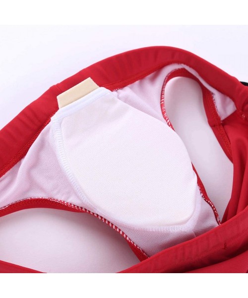 Briefs Mens Solid Drawstring Summer Bikini Briefs Pad Bulge Pouch Surf Swimsuit Underwear - Red - CE18ROIN63D