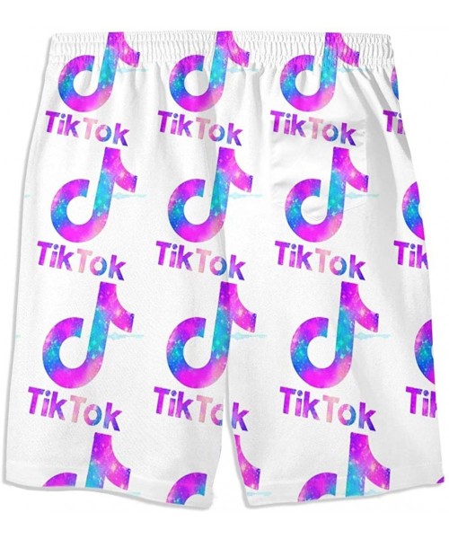 Board Shorts Logo TIK Tok Pants Men's Beach Shorts Surfing Pants - White - CX190LDRN3W