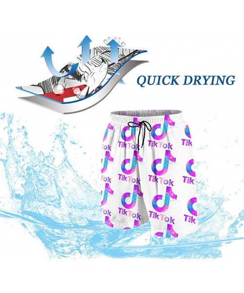 Board Shorts Logo TIK Tok Pants Men's Beach Shorts Surfing Pants - White - CX190LDRN3W