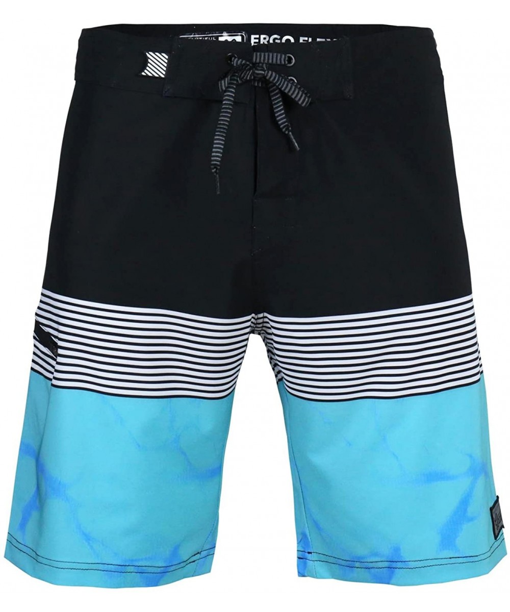 Board Shorts Men's Beach Vacation Swimwear Board Shorts - Marbelized-turq - CL18EYGO8OT