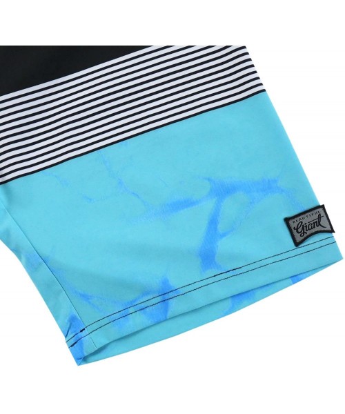 Board Shorts Men's Beach Vacation Swimwear Board Shorts - Marbelized-turq - CL18EYGO8OT