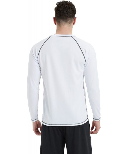 Rash Guards Men's UPF 50+ Easy Long Sleeve Rashguard Sun Protection Outdoor Running Performance - White - CU18CNN453N