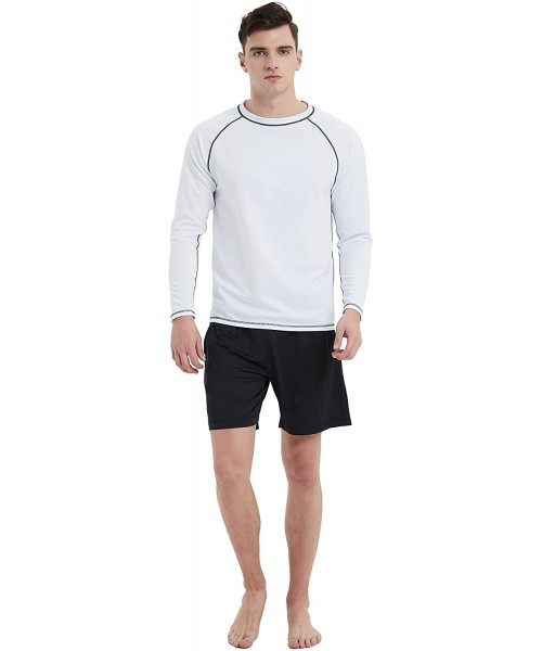 Rash Guards Men's UPF 50+ Easy Long Sleeve Rashguard Sun Protection Outdoor Running Performance - White - CU18CNN453N