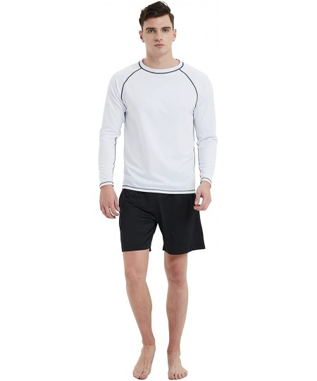 Rash Guards Men's UPF 50+ Easy Long Sleeve Rashguard Sun Protection Outdoor Running Performance - White - CU18CNN453N