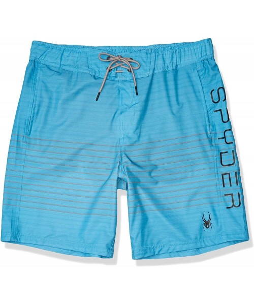 Board Shorts Men's 9" Striped Hybrid Board Shorts - Aqua - CE193O5A4Z7