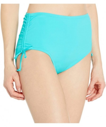 Bottoms Women's High Waist Side Tie Hipster Bikini Swimsuit Bottom - Lagoon - C718Y9ECYWH