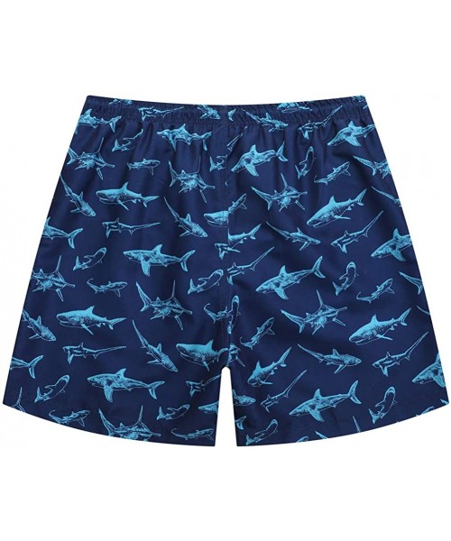 Trunks Mens Swim Trunks Short Bathing Suit with Mesh Lining Swimming Shorts - Navy Shark - C618WM20RQR