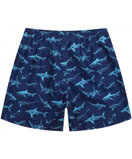 Trunks Mens Swim Trunks Short Bathing Suit with Mesh Lining Swimming Shorts - Navy Shark - C618WM20RQR