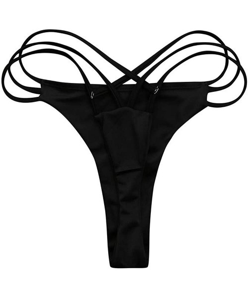 Bottoms Swimwear for Womens- Summer Beach Sexy Bottoms Cheeky Thong V Swim Trunks Beachwear Tankini Bikini - Black - CG18O2I5A4C