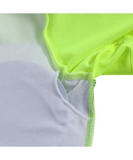 Rash Guards Women's Rash Guard Short Sleeve High Waist 2 Piece Sporty Bikini Bathing Suits - Fluorescent Green - CE18OSKSY7C