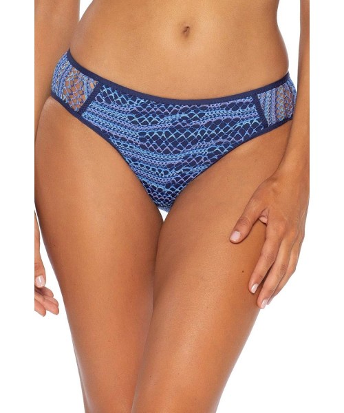 Tankinis Women's Reveal Crochet Tab Side Hipster Bikini Bottom - Navy - CQ18YSTGGM4