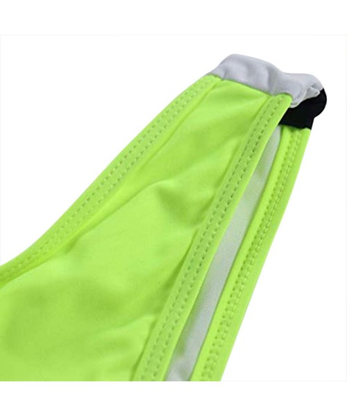 Rash Guards Women's Rash Guard Short Sleeve High Waist 2 Piece Sporty Bikini Bathing Suits - Fluorescent Green - CE18OSKSY7C